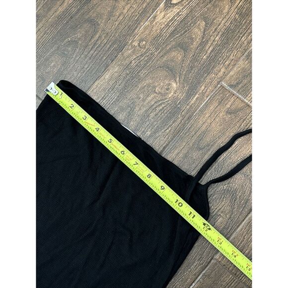 JOAH BROWN BLACK RIBBED KNIT ONE SHOULDER STRETCH MINI SIDE SLIT SLIP DRESS S/M - Picture 10 of 13
